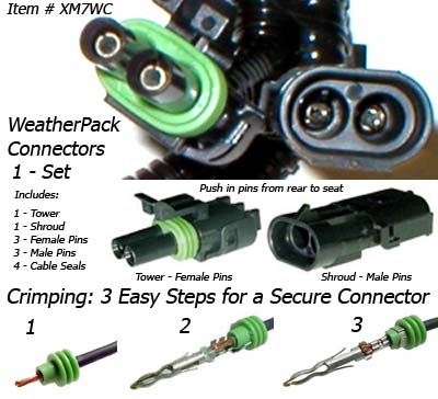 SafetyPass Pro XM7WC Weatherpack Connectors and Pins.