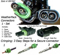 SafetyPass Pro XM7WC Weatherpack Connectors and Pins. Crimping Tool Required.